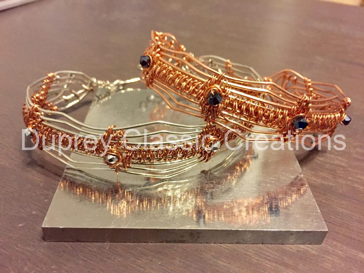 Herringbone Wire Weave Chain Bracelet with Meta... - Folksy